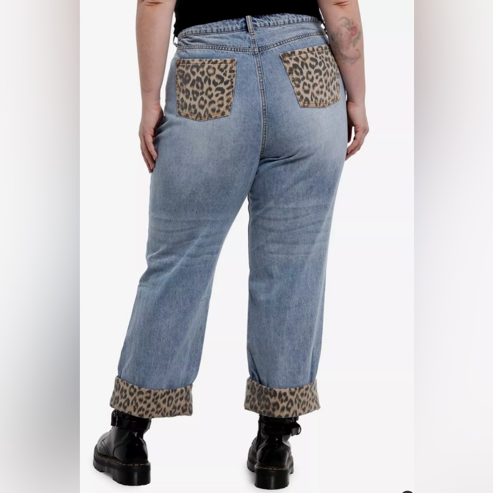Leopard Trim Blue Jeans